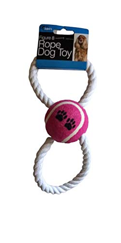 Dog Toy Figure 8 Rope and Tennis Ball, Interactive Tug of War Rope, Great for Fetch for Small Dogs and Puppies Chew toy