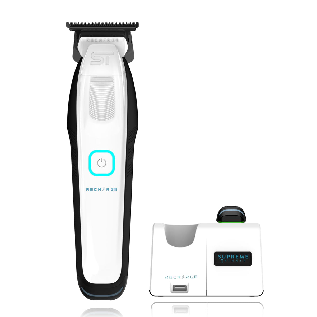 Supreme Trimmer Recharge ST777 – Professional Barber Trimmer with 2 Removable Batteries | 8000 RPM Motor, Zero Gap DLC Blades, Smart Charging Dock, USB-C Fast Charge