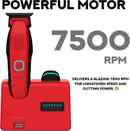 Supreme Trimmer RECHARGE Trimmer ST777 | w/ 2 Detachable Batteries | Red