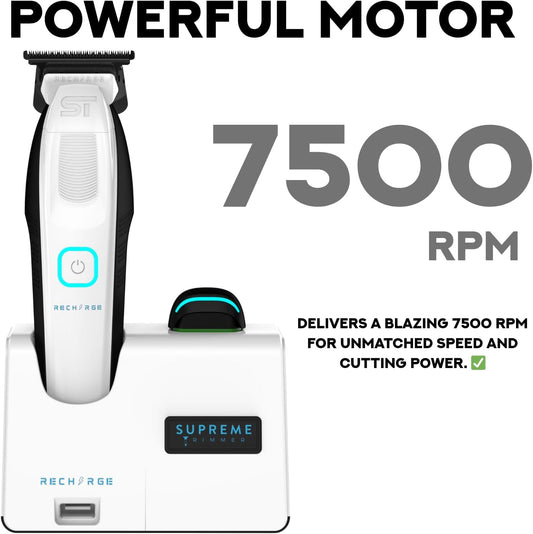 Supreme Trimmer RECHARGE Trimmer ST777 | w/ 2 Detachable Batteries | White